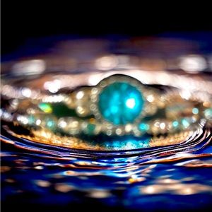 5 for $25  2 piece ring size 7 3/4 and 7 blue stones with silver tone settings